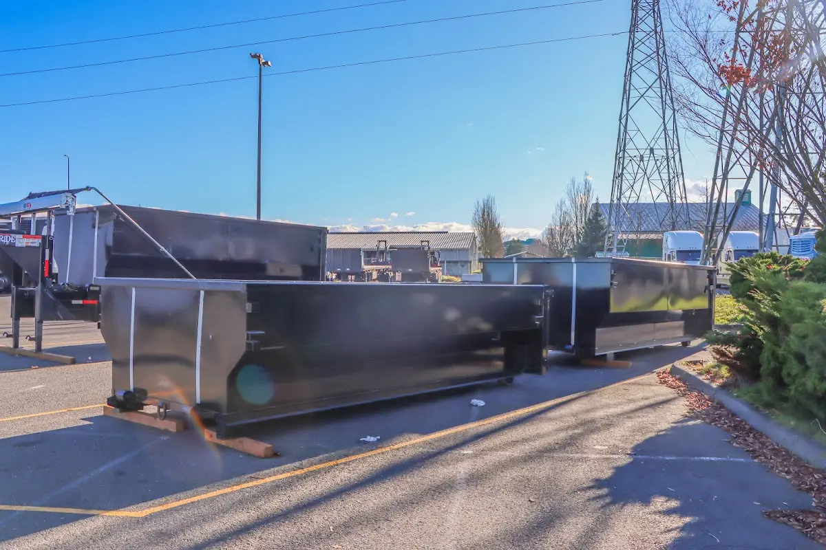 Roll-off dumpster ready for waste disposal at job site for 12 Yard Dumpster Rental in Mascoutah